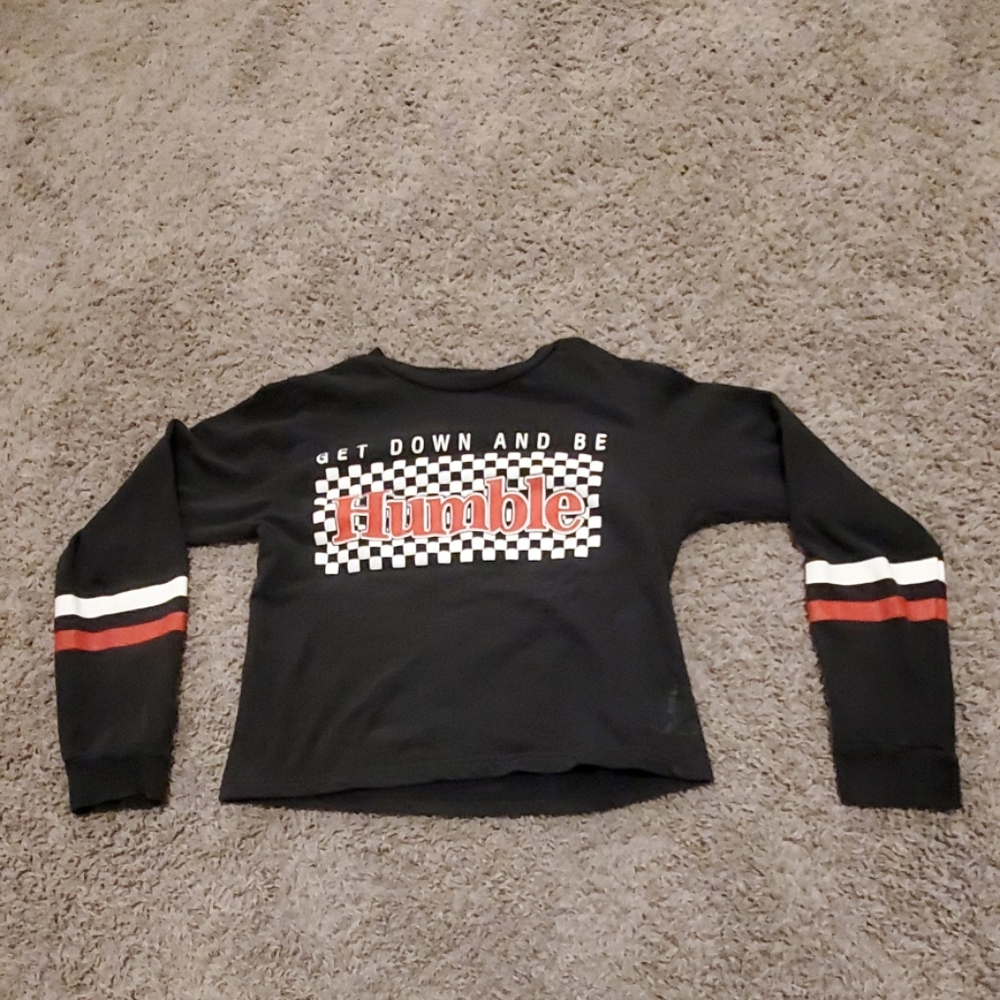 Girls Black Cropped Long Sleeve